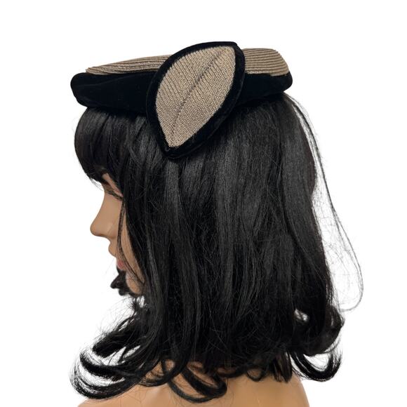 1950s Belmar Broida\'s Virginia Sculptural Cocktail Hat Black Velvet Fascinator main image 15